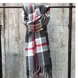 NWT blanket scarf plaid buffalo gray navy red blue